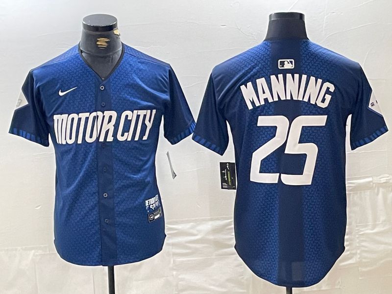 Men Detroit Tigers 25 Manning Blue City Edition Nike 2024 MLB Jersey style 1
